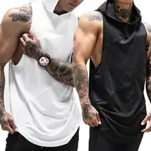 Модные мужские повседневные мускулы Фитнес Бодибилдинг майка для спортзала без рукавов спортивные худи-жилетка