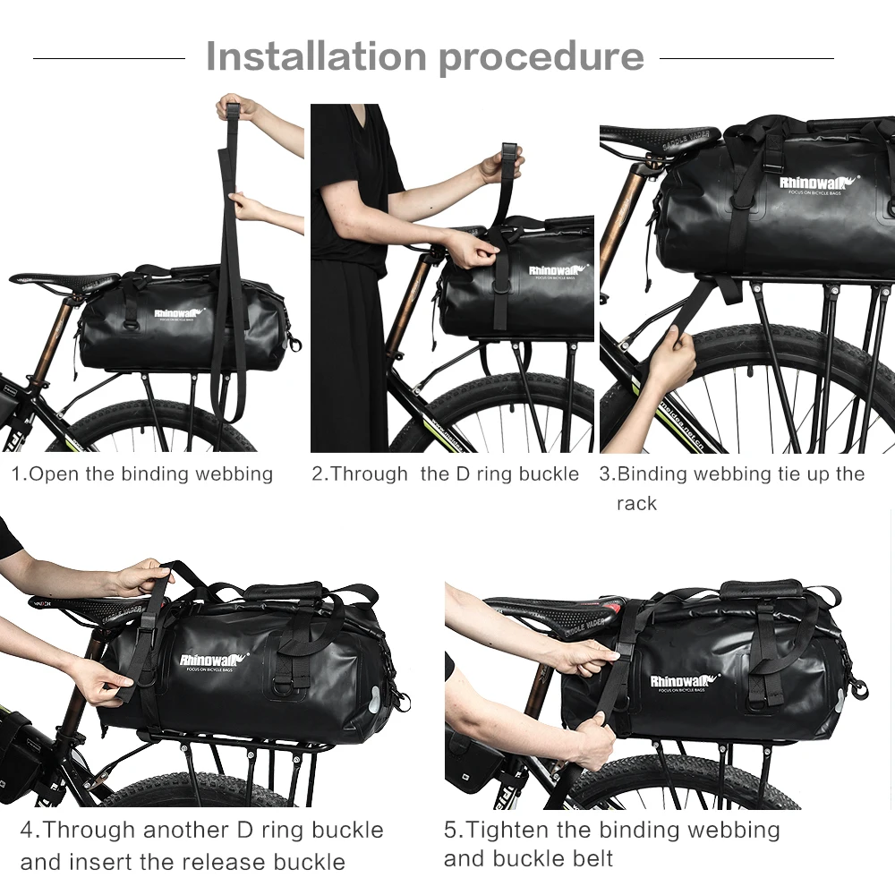 Rhinowalk полностью водонепроницаемые велосипедные сумки для багажа 20л для шоссейного велосипеда задняя стойка для багажника велосипедное седло для хранения дорожная сумка