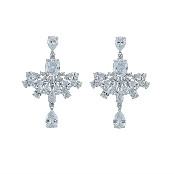 

Gorgeous 5A Cubic Zirconia CZ Dangle Earring for Women Girl Prom Jewelry with 925 Silver Pin