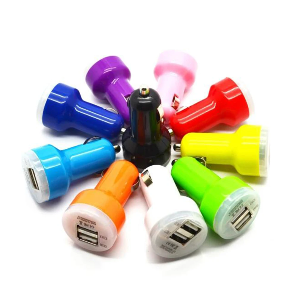 1 шт. 2.1A Универсальный Переходник USB для зарядки в машине Mini Bullet LED двойной 2