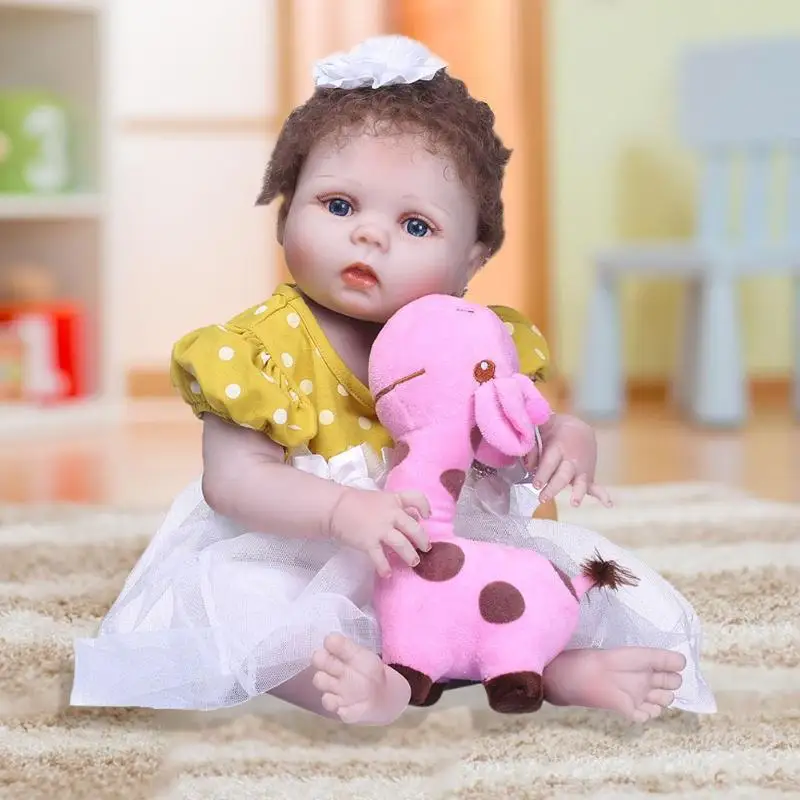 

NPK 56cm Reborn Baby Doll Lovely Vinyl 3D Lifelike Simulation Reborn Baby Doll Kids Playmate Big Dolls For Girls Baby Dolls Gift
