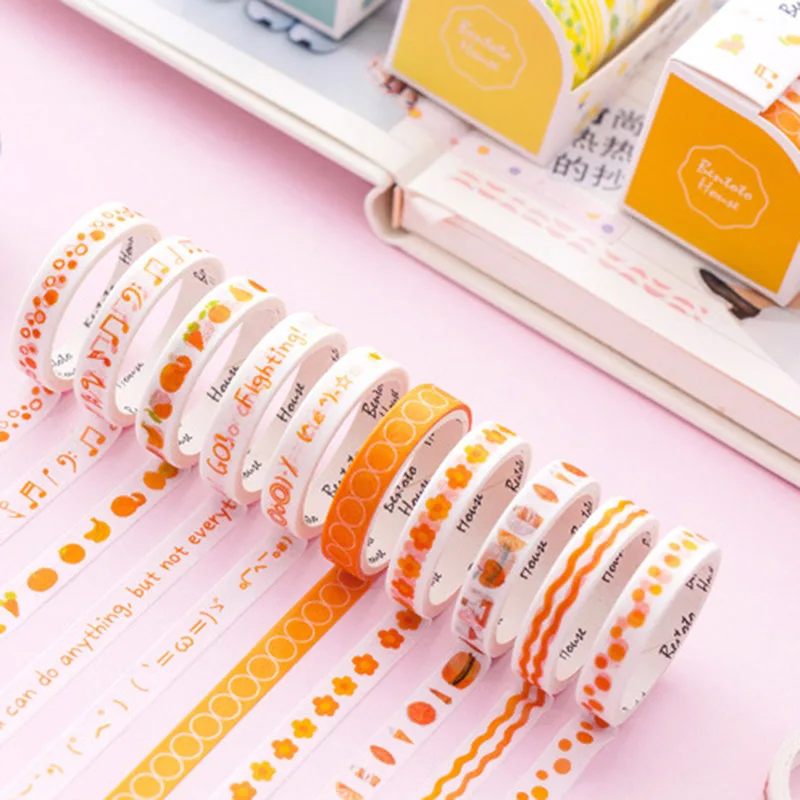 

10Pcs Cute Flower Washi Tape Set Fantasy Decorative Adhesive Tape Kawaii Cherry Masking Tape For Kids Scrapbooking Photos Albums