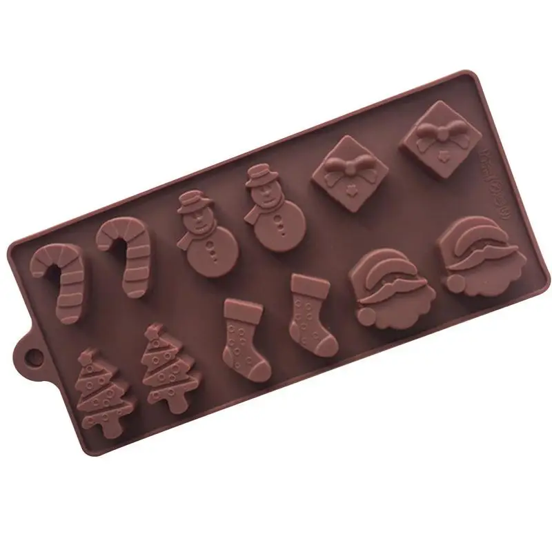 

12 Even Christmas Series Silicone Chocolate Mold Christmas Tree Gift Box Santa Shape Ice Mold Kitchen Cake Baking Tools