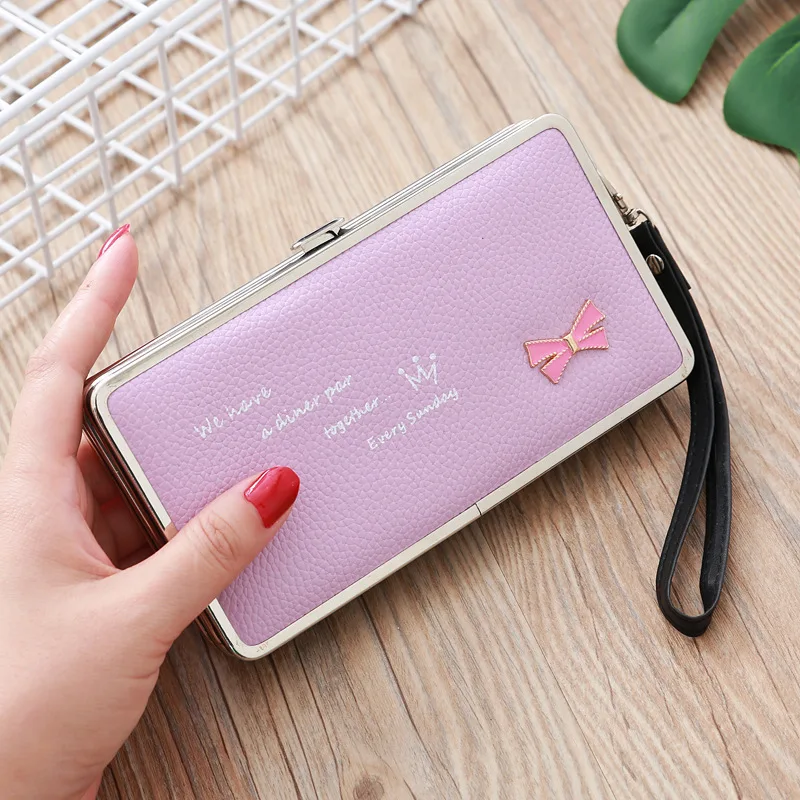 

Women's Wallet Long Cute Bow Japanese And Korean Lunch Box Wallet Women's Clutch Bag Mobile Phone Bag