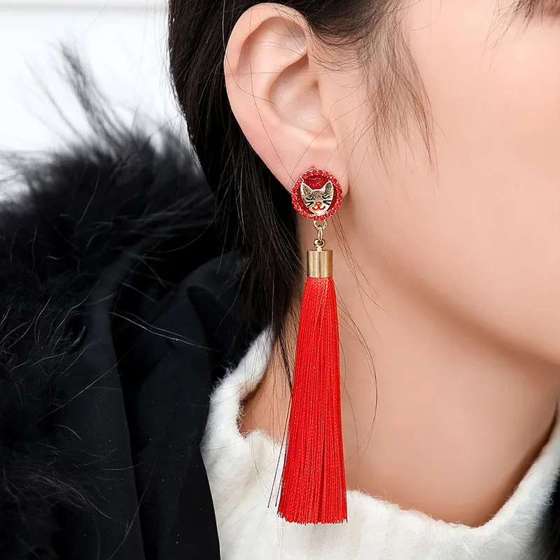 Модные свисающие серьги Cat/women/Long/Bohemian/Dangle/Blue/Balck/Metal/Boho/Золотые сережки с
