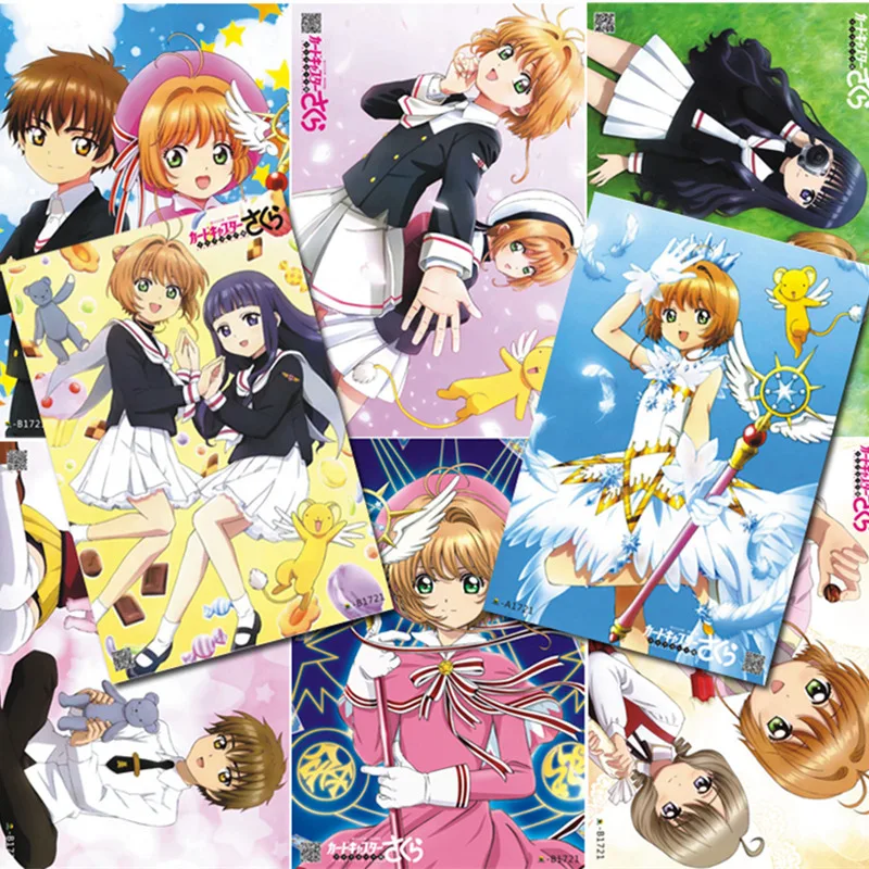 

8 pcs/set Card Captor Sakura poster Anime Sakura LI SYAORAN CERBERUS posters 42x29cm for walls for gift