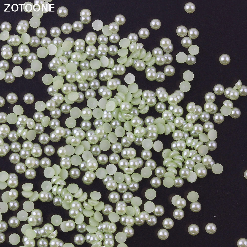 

ZOTOONE 1000pcs Light Green Pearls Half Round Beads for DIY Craft Scrapbook Decoration Flat Back Rhinestones on Clothes Applique