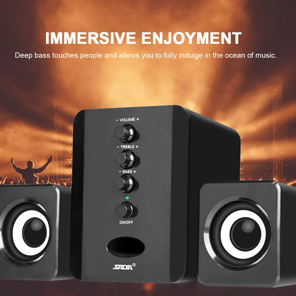 

SADA D-202 Combination Speakers USB Wired Computer Speakers Bass Stereo Music Player Subwoofer Sound Box for PC Smart Phones