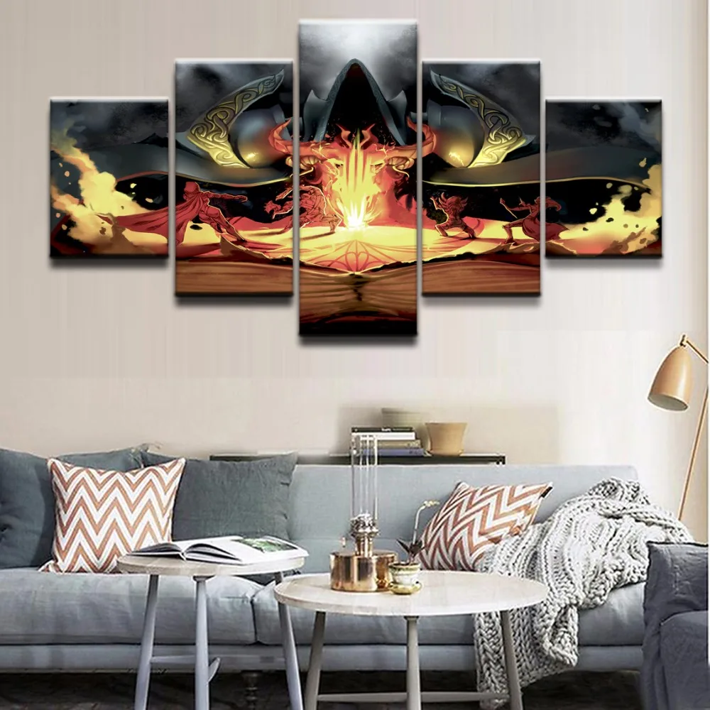 

Canvas Print Poster Wall Art Picture 5 Pieces Demon Hunter Diablo III Reaper Of Souls The Wizard Painting Home Decor Boys Room