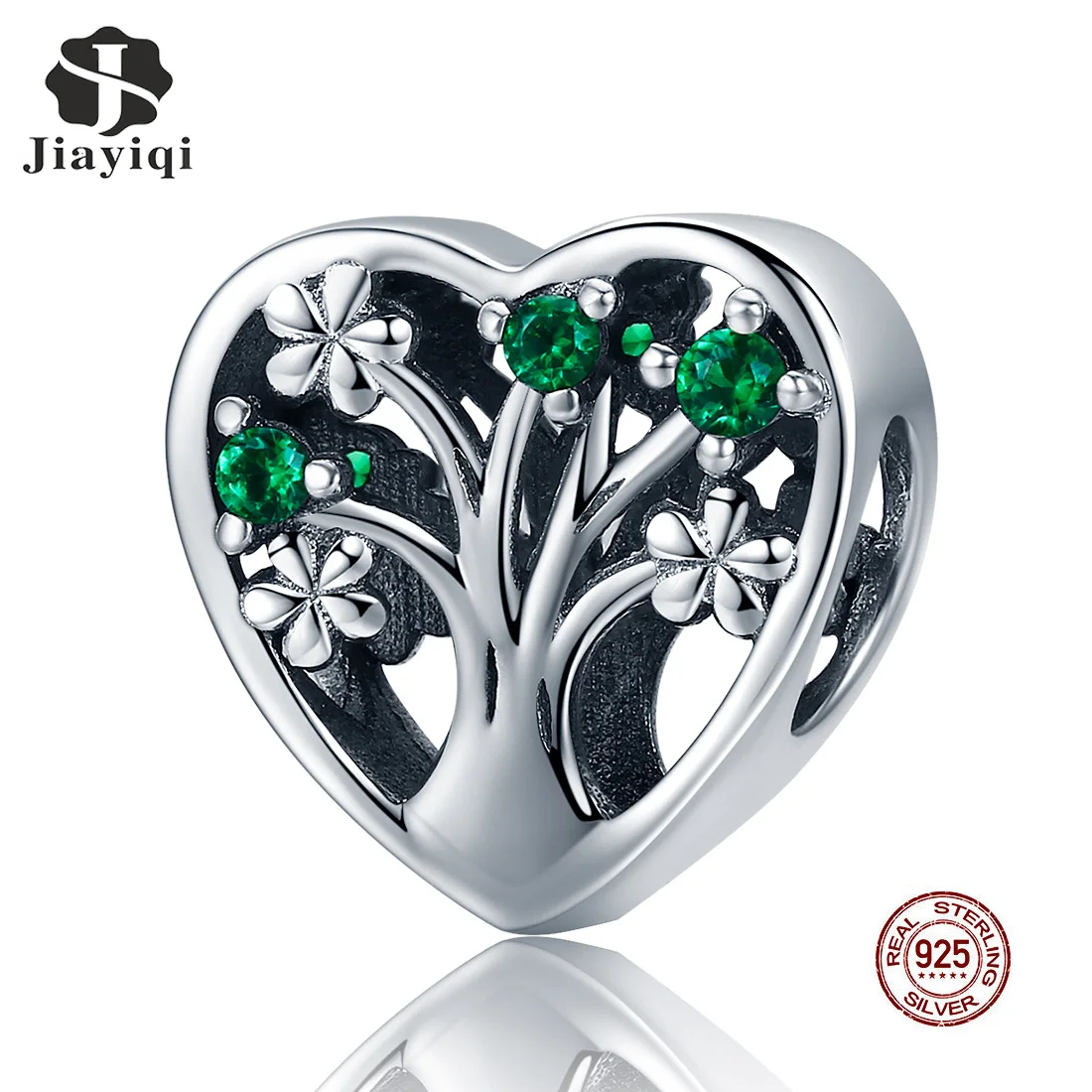 

Jiayiqi 100% 925 Sterling Silver Vibrant Green Tree Of Life Beads Charm Fit Charm Bracelet Necklace Jewelry Making DIY