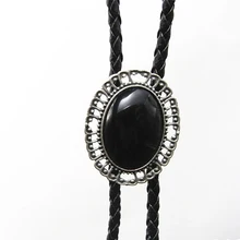 Новое поступление счастье слез Апачи Галстук боло Мода легированный черный цвет имитированный обсидиан Мужские аксессуары шеи галстук Боло s