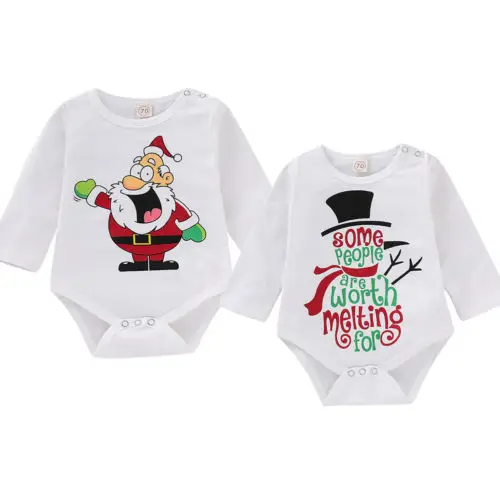 

Christmas Infant Kids Baby Girl Boy Santa Claus Snowman Romper Long Sleeve Outfits Clothes