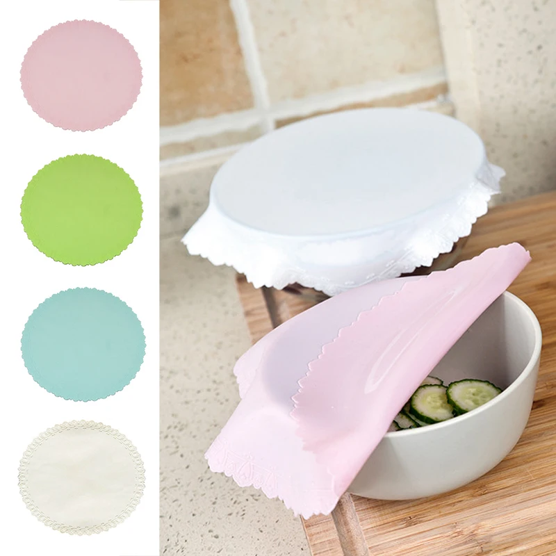

Kitchen Helpers Reusable Silicone Practical 3 Colors Food Cover Placemat Cover Saran Wrap Cling Film Cute Multi-Functional