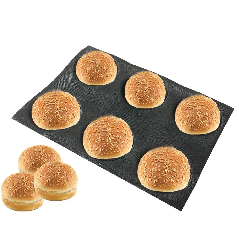 

Bluedrop silicone bun bread form round shape baking sheet burgers mold non stick food grade mould kitchen tool 4 inch 6 caves