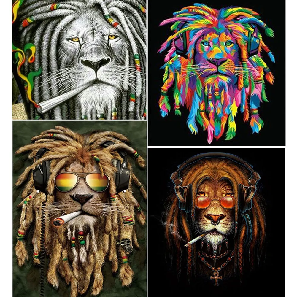 

Full Diy Diamond Embroidery Leo Diy Diamond Painting Cross Stitch Picture Of Rhinestones Lion Diamond Garden