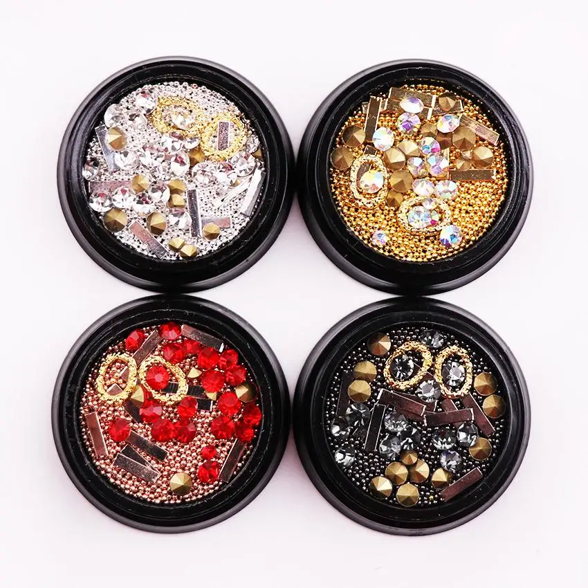 

DIY 3D Alloy Rhinestones Hollow Rivet Nail Art Tips Stickers Beads Decorations In Wheel