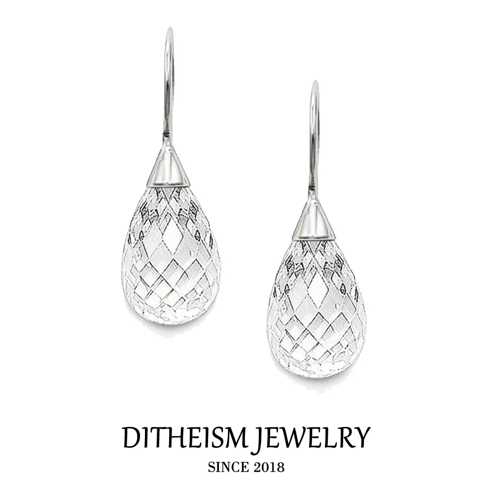 

White Water Drop Swan Neck Earrings, 2018 New Faceted Crystal Fashion Jewelry Romantic Silver Gift For Women