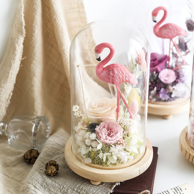 

High Quality Rose Flower Festive Preserved Flowers Fresh Roses In Glass Mothers' Day Gift 5 Colors Available