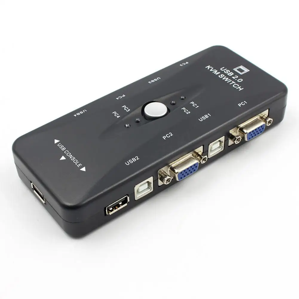 4 Ports USB 2.0 KVM Switch Mouse/Keyboard/Printer/VGA Video Monitor 1920x1440