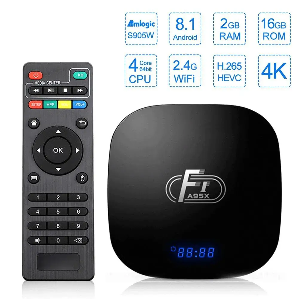 

A95X Android Smart TV BOX 2GB 16GB TV Receiver Amlogic S905W Quad-Core 2.4G WiFi 4K H.265 Wifi media player Set top box