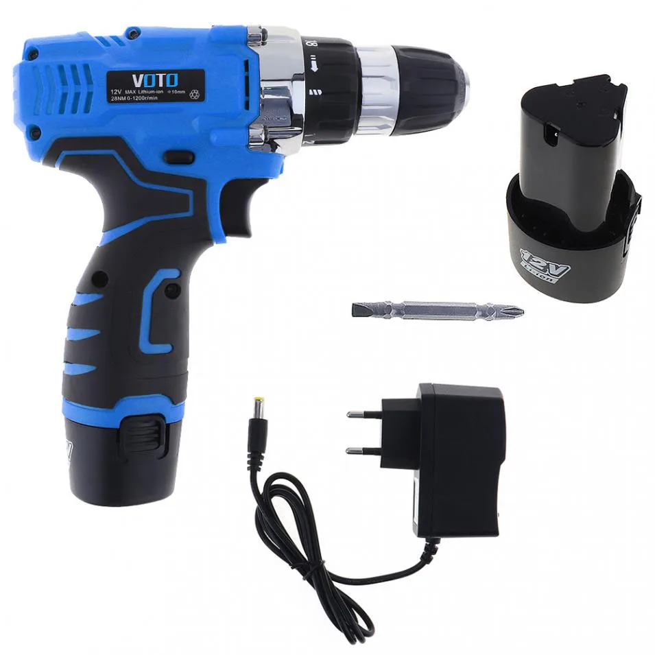 

Voto Vt601 12V Cordless Electric Screwdriver / Drill Rechargeable Lithium Battery Electric Screw Driver With Two-Speed Adjustm