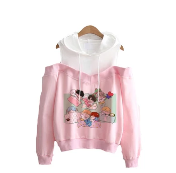 

Love Yourself K-pop Dew Shoulder Women Hoodies Sweatshirts Korea Harajuku Exclusive Small Sexy Dew Shoulder Hoodies Women