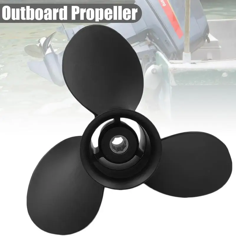 

48-828156A12 10 3/8 X 8 Aluminum Alloy Marine Outboard Propeller For Mercury 6-15HP Black 3 Blades 8 Spline Tooth R Rotation