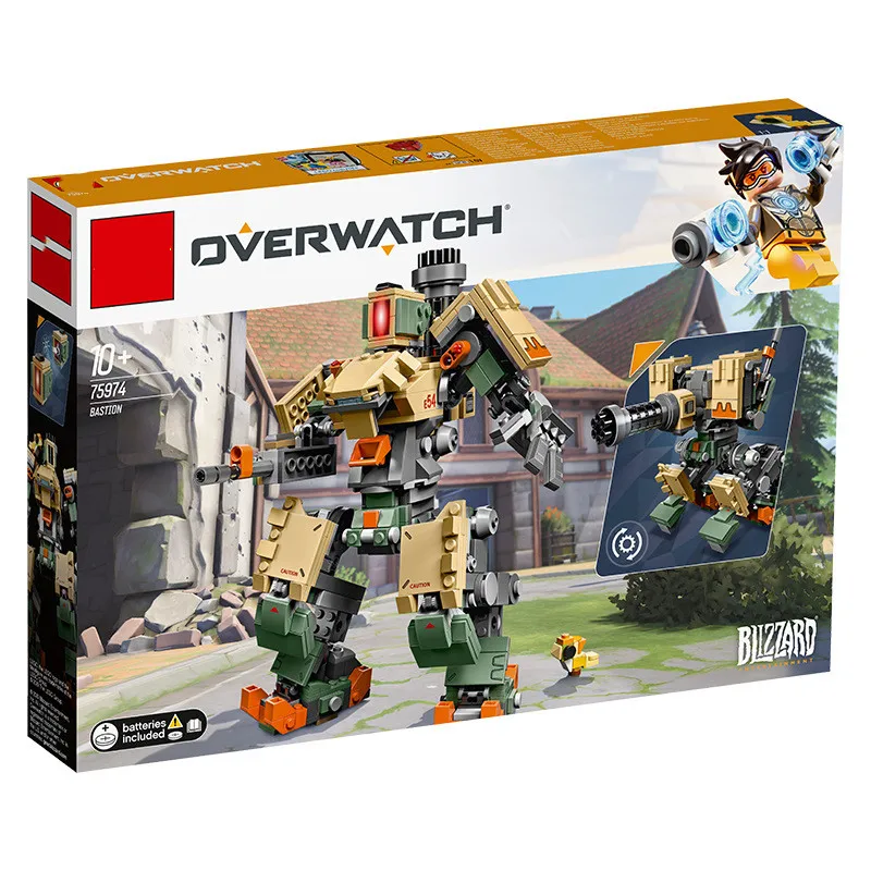 В наличии 2019 Совместимость с Legoinglys Overwatching 75974 игры Bastion Mecha Набор строительных