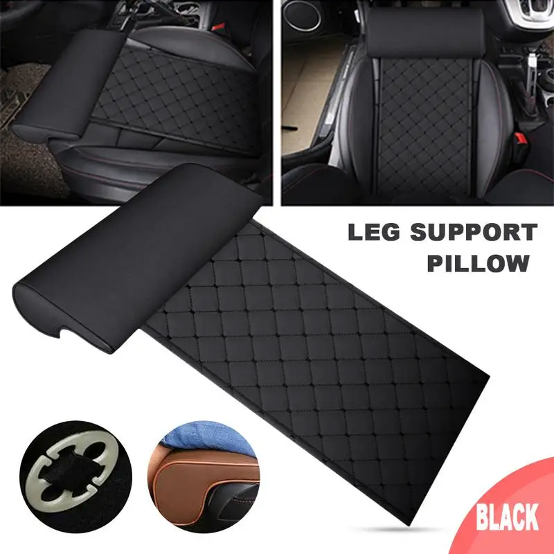 Black 1 GUYAQ Universal Car Leg Support Driver Side Knee Cushion Thigh Seat Pillow Pad Leather Anti-leg Joint Protector Mat Cushion Interior Car Accessories 