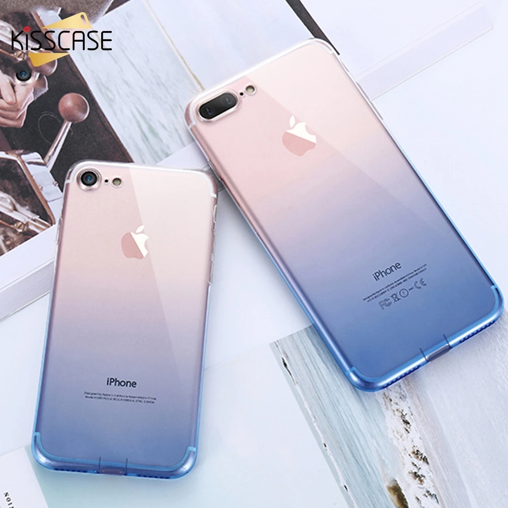 

KISSCASE Transparent Gradient Colorful Case For iPhone 8 X XS Max Silicon Soft Deluxe Soft TPU Case For iPhone 5 SE 6 7 Plus XR