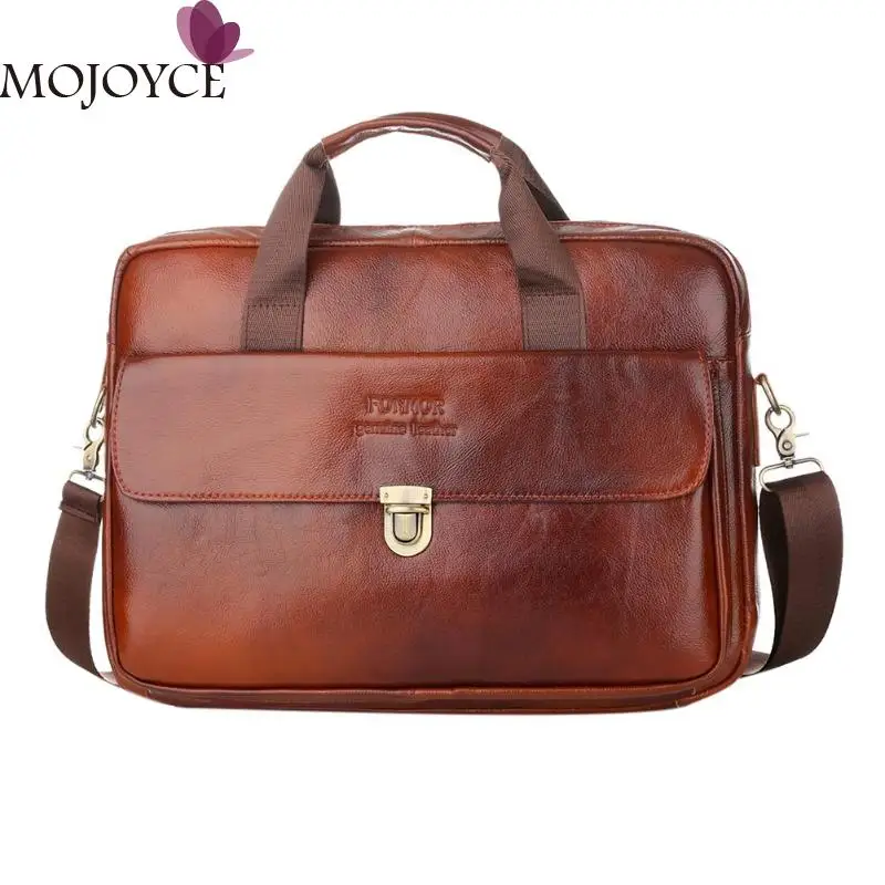 

High Quality Luxury Oil Wax Male Hasp Genuine Leather Laptop Handbags Men Business Big Briefcase Shoulder Bags