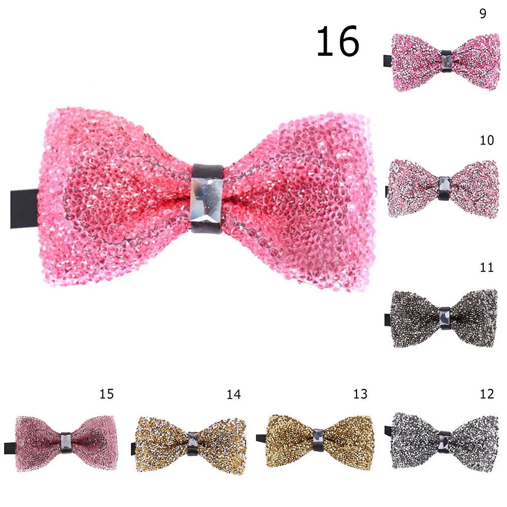 

Shining Bow Tie Crystal Bling Butterfly Knot Blazer Diamond Bow Tie Men Wedding Party Bridegroom Bowtie Suits Bow Tie 18colors