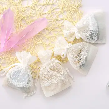 

5/10PCS White Organza Bags Organza Drawstring Bags Organza Drawstring Pouches Candy Jewelry Party Wedding Favor Gift Bags