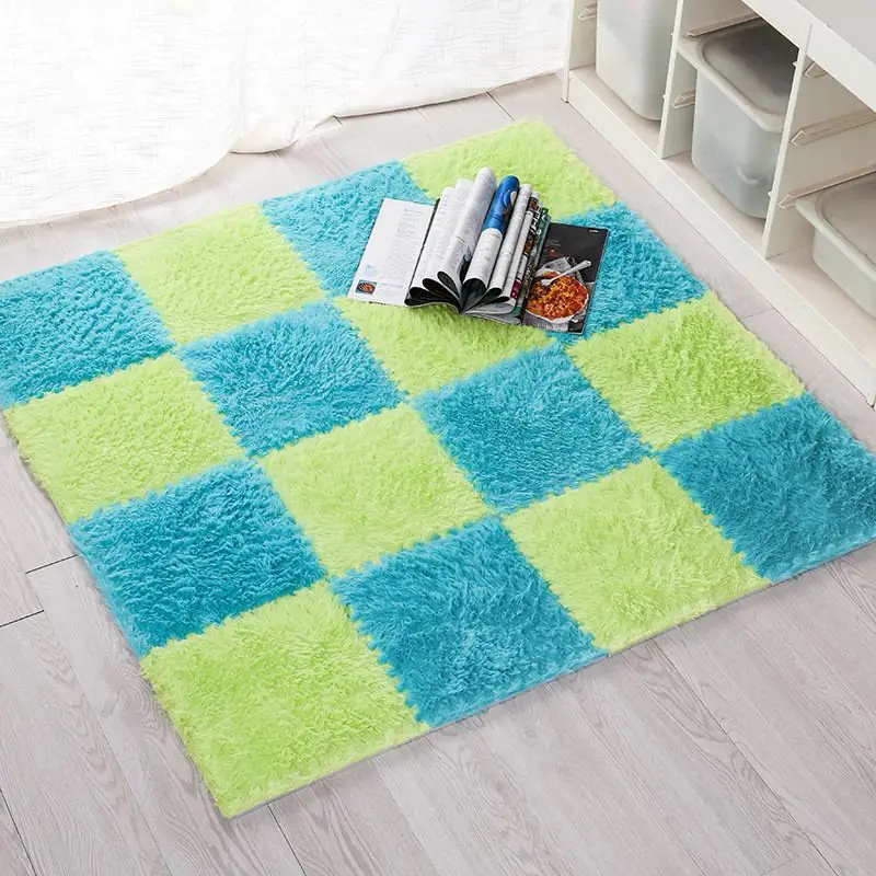 Новый 30x30 см EVA пена DIY пазл коврик супер мягкий длинный ворс лохматый плюшевый для