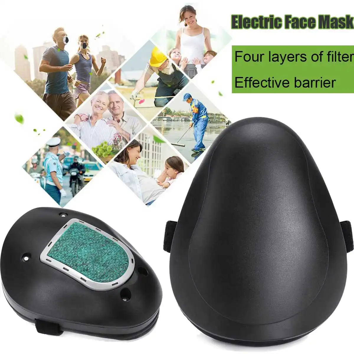 

NEW Smart Electric Air Purifying Masks +HEPA Filter Half Face Dust Mask Anti Dust PM2.5 Haze Pollen Pollution Outdoor Sport Mask
