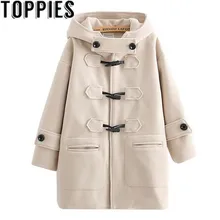 Зимнее женское японское модное шерстяное пальто с роговыми пуговицами и капюшоном Mori, зимнее ветрозащитное свободное шерстяное пальто для девочек