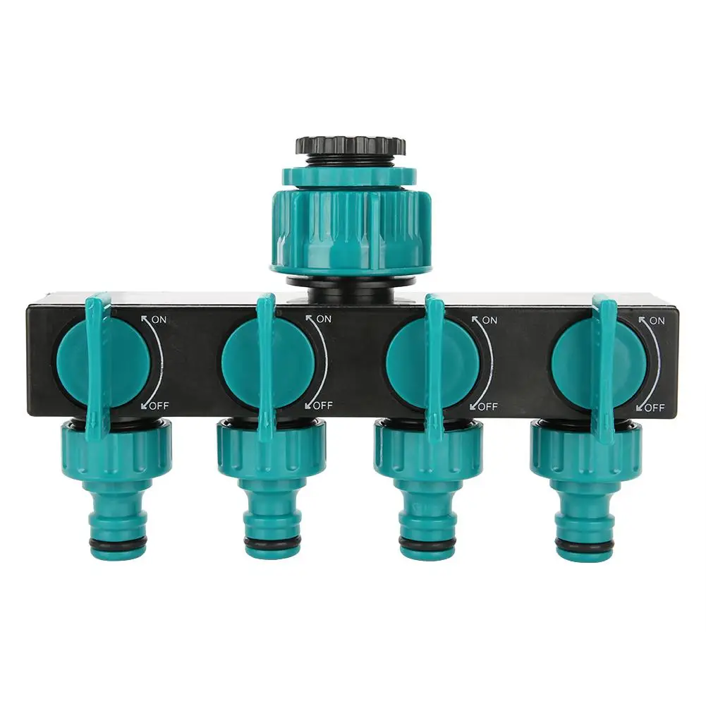 

4 Way Garden Irrigation Watering Tap Hose Splitter Connector Adapter with Shut Off Valve
