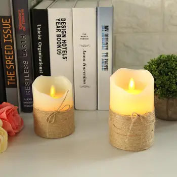 

Battery Powered Electronic Flameless LED Candle Hemp Rope With Remote Control Timing Decoration