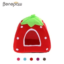 Benepaw Foldable Strawberry Dog House Bed All-season Bite Resistant Soft Pet Cat  Puppy House 5 Colors Cozy Removable Dog Kennel