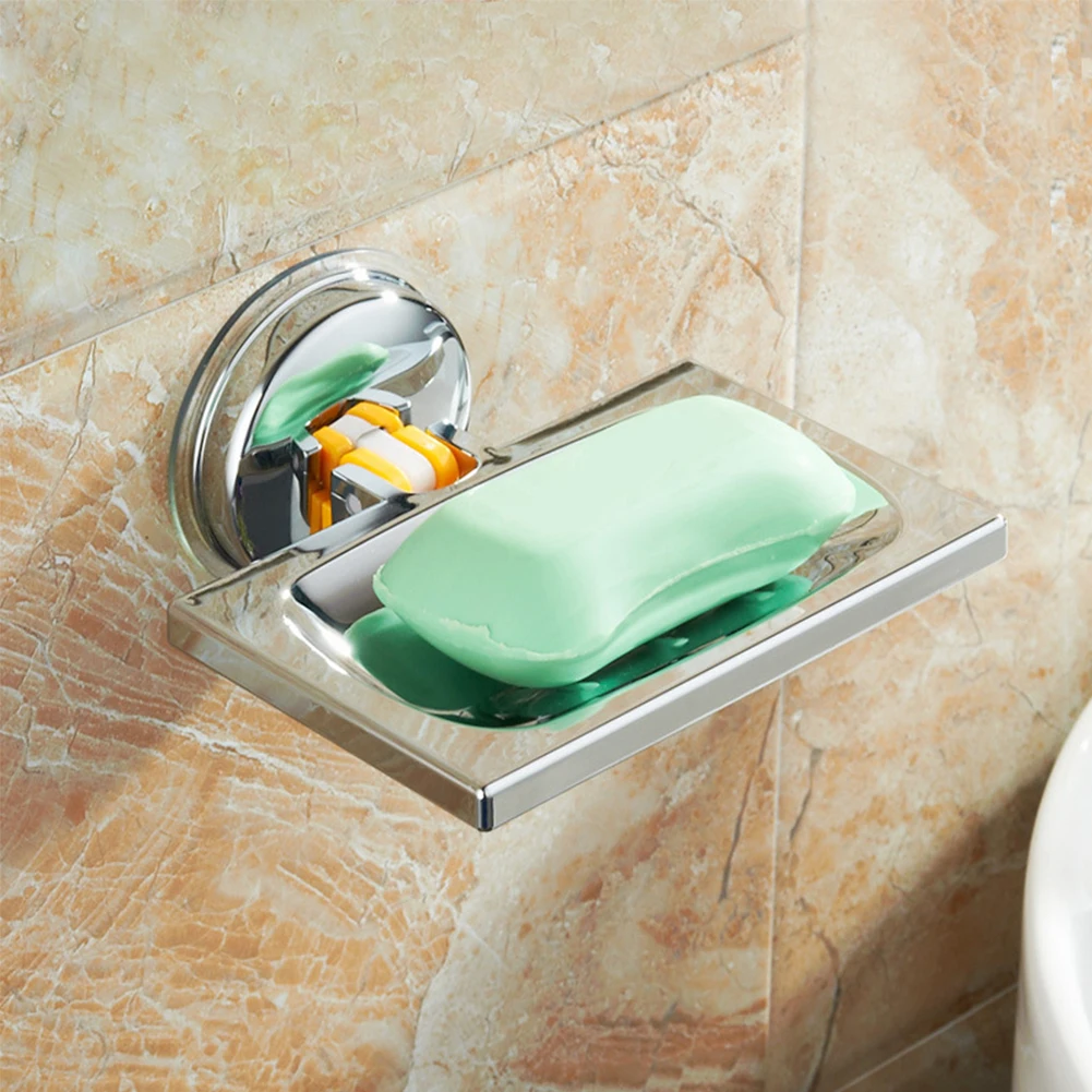 

Tray Soap Dish Powerful Home Draining Box Shower Sink Wall Mounted Hanger Without Drilling Holder Bathroom Suction Cup