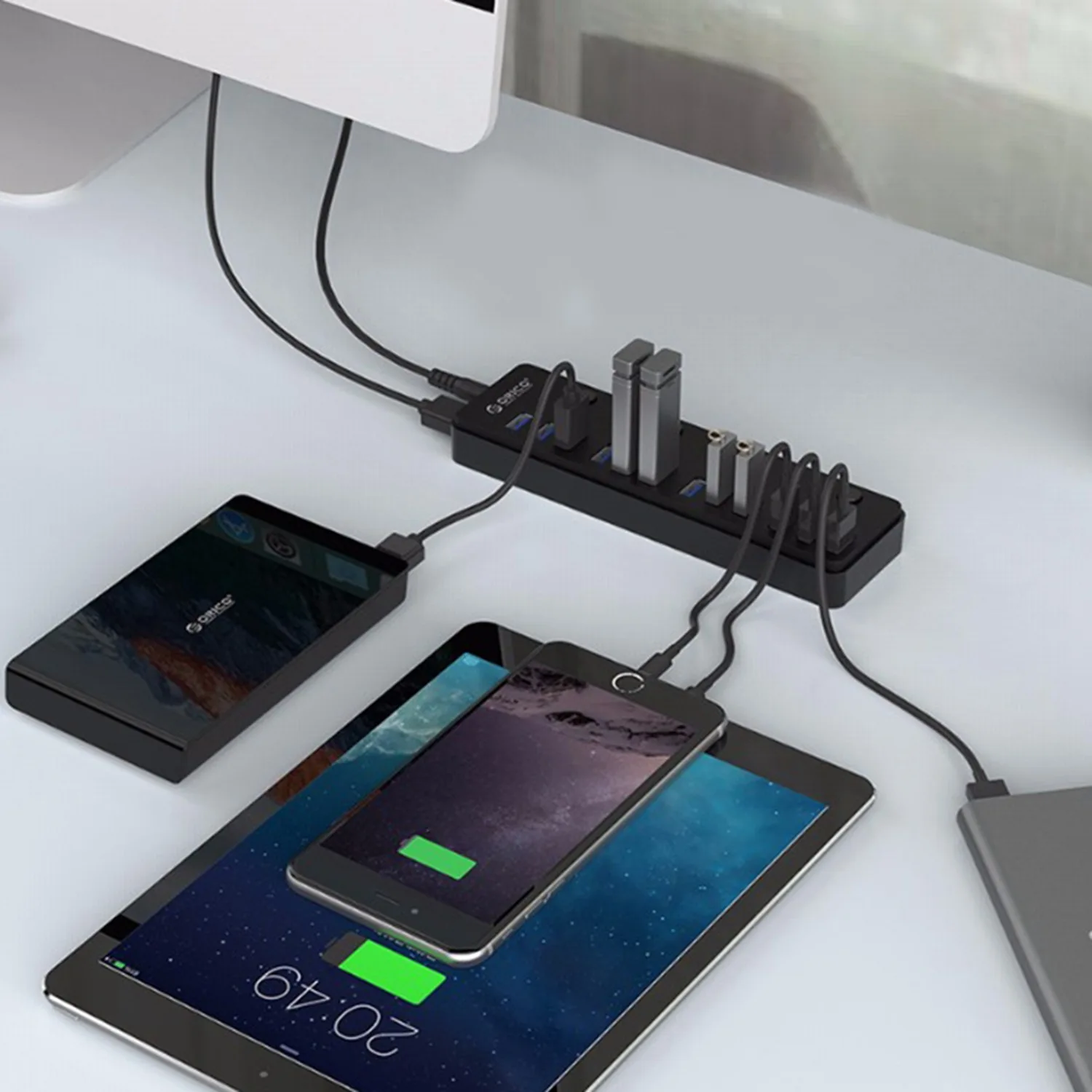 Orico 5 Гбит/с супер скорость 12 портов Usb 3,0 концентратор портативный 12 В 5A адаптер питания 60 Вт 12 портов с 3 портами Bc1.2 зарядки портов для La