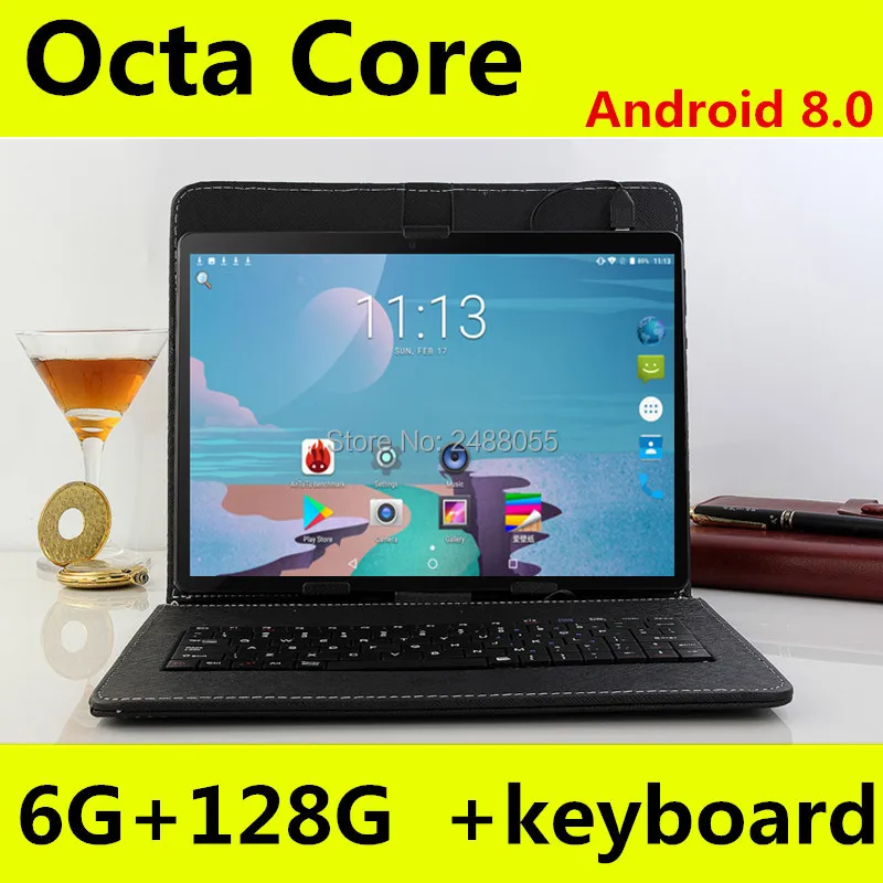 Free shipping Android 8.0 Octa Core 10 inch Tablet PC 6GB RAM 128GB ROM 8MP WIFI A-GPS Bluetooth 3G 4G LTE IPS 1280*800 tablet