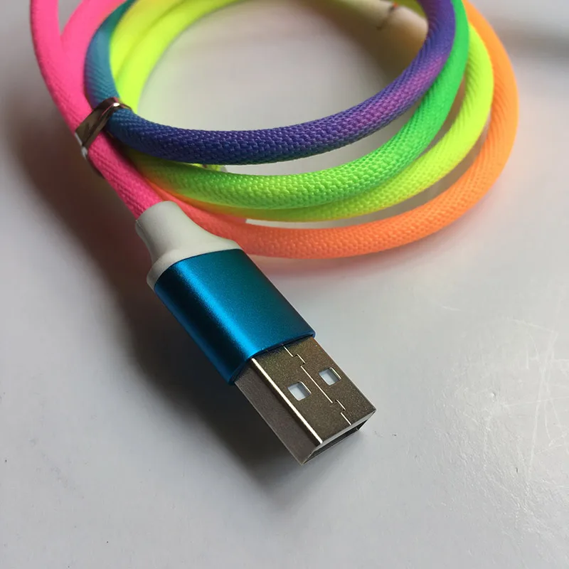 KKREFF 1 М Радуга Ткань Плетеный Тип C USB C кабель для samsung S9 S10 Xiaomi mi8 mi9 huawei P20 Pro Nova 3 телефон Ladekabel