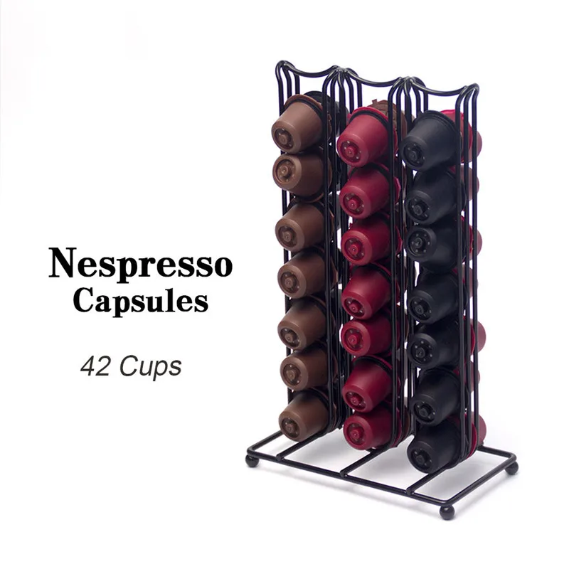42 чашки Nespresso кофе Pods держатель стойки черный кофе стойка для капсул dolcee Gusto капсулы для хранения полки организации чехол