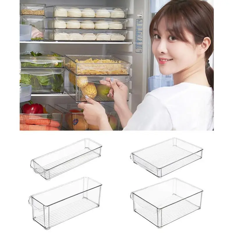 

AUGKUN 1PC Kitchen Refrigerator Storage Box Slide Plastic Freezer Fridges Space Saver Holder Food Container Organizer Rack Shelf
