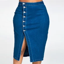 NORMOV Летняя джинсовая юбка, женские юбки, высокая талия, карман, пуговица, Женская юбка, сексуальная, размера плюс, синяя джинсовая юбка, женская одежда