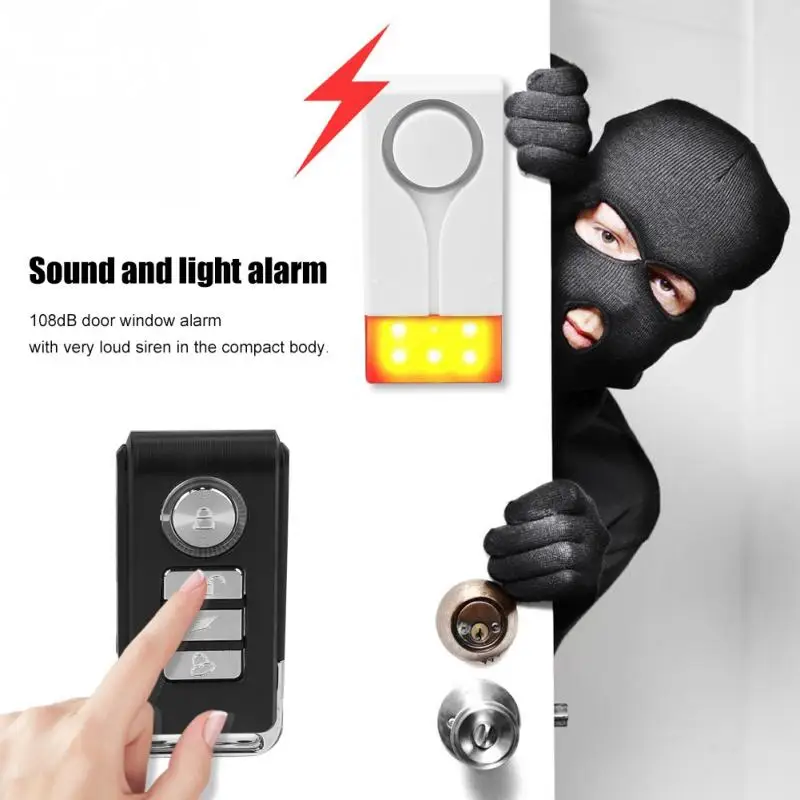 

433MHz Wireless Door Burglar Alarm Security System Vibration Magnet Sensor with Remote Controller 108dB Magnetic Sensor Alarm