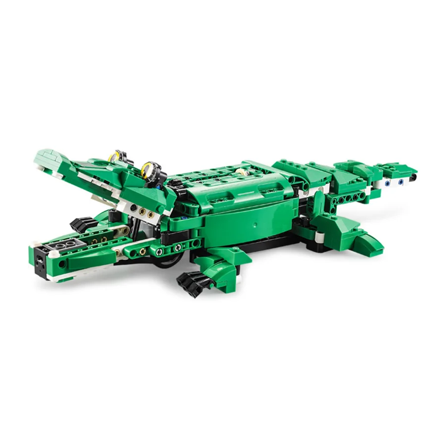 2in1 Dinosaurs transform Crocodile Building Blocks Set Sound Ifrared Sensing Motor 435pcs Bricks Apply to Legoes LEPINS Toys boy