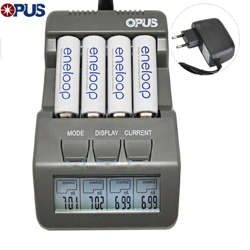 

Opus BT-C700 Battery Charger NiCd NiMh LED Screen Digital Intelligent AAA 16340 AA 4 Slots Battery Chargers EU/US Plug