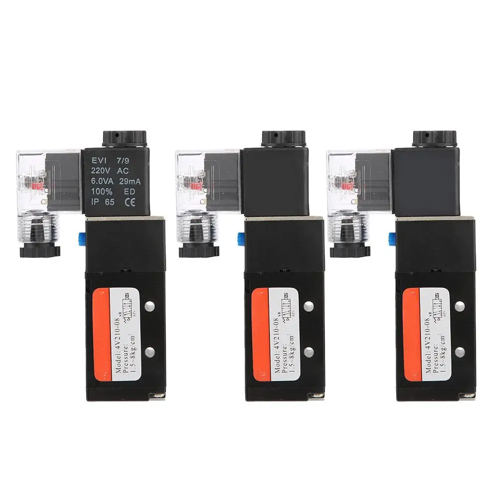 G1/4 Электромагнитный клапан из алюминиевого сплава 4V210-08 с 2 позициями и 5 портами